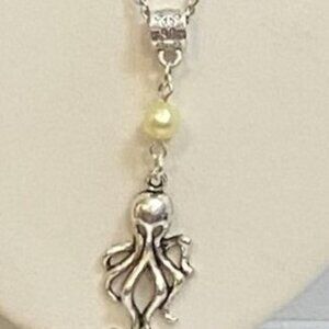 NEW Octopus charm necklace with pale yellow freshwater cultured pearl